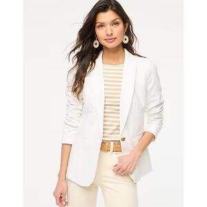 J. Crew Linen Blend Women's One Button White Blazer Size 20